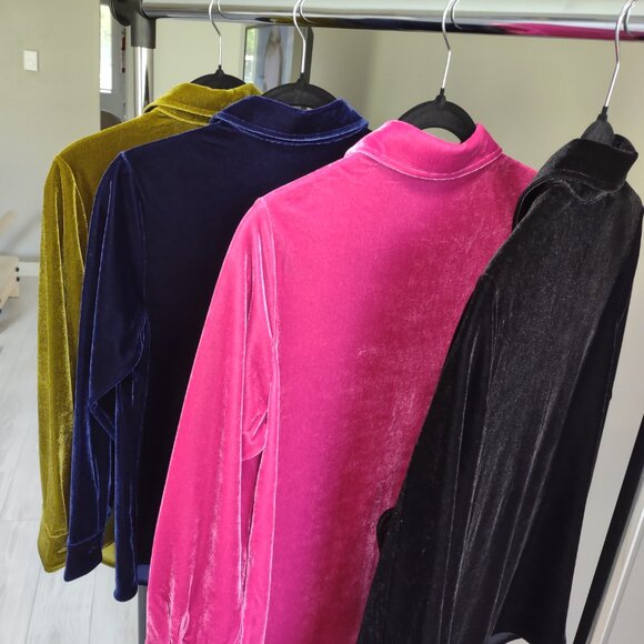 Soft Surroundings velvet velour boyfriend shirts - bundle of 4 - NWOT - size PXS - Picture 3 of 7